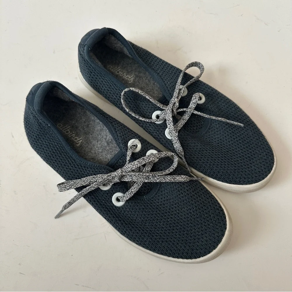 Allbirds Navy Knit Women's Tree Skippers Breathable Boat Shoe Sneakers Size 7 - Picture 2 of 7